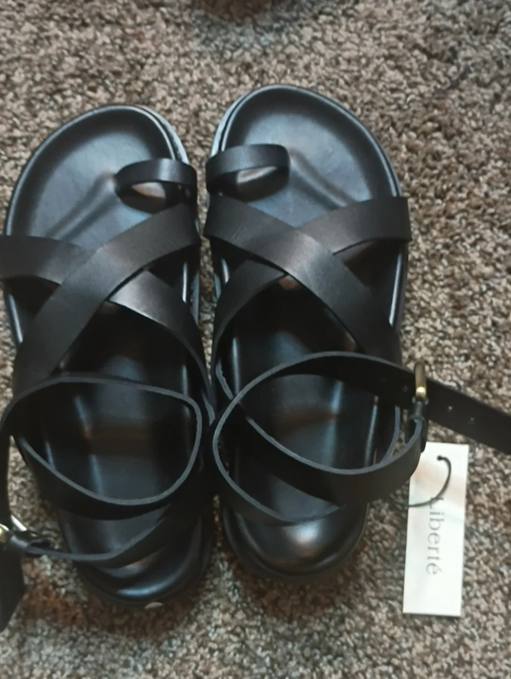 Liberte Women's Black Strappy Leather Sandals
